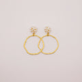Petite Pearl Flower + Gold Hoop