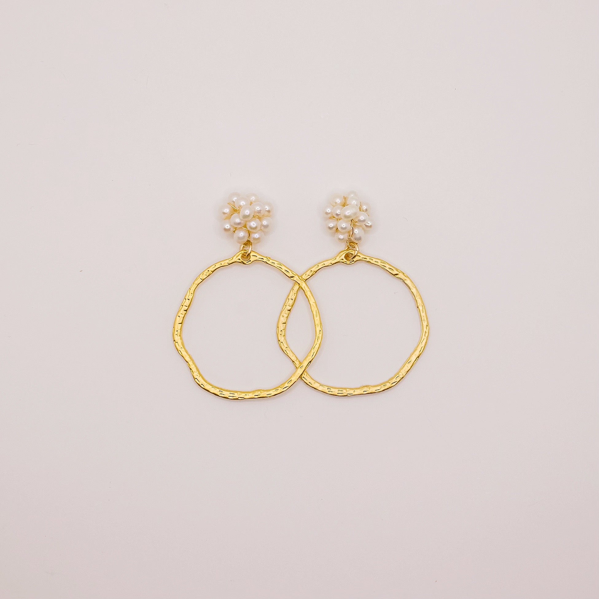 Petite Pearl Flower + Gold Hoop