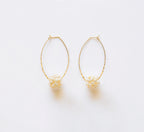Pearl Flower Ball Hoops