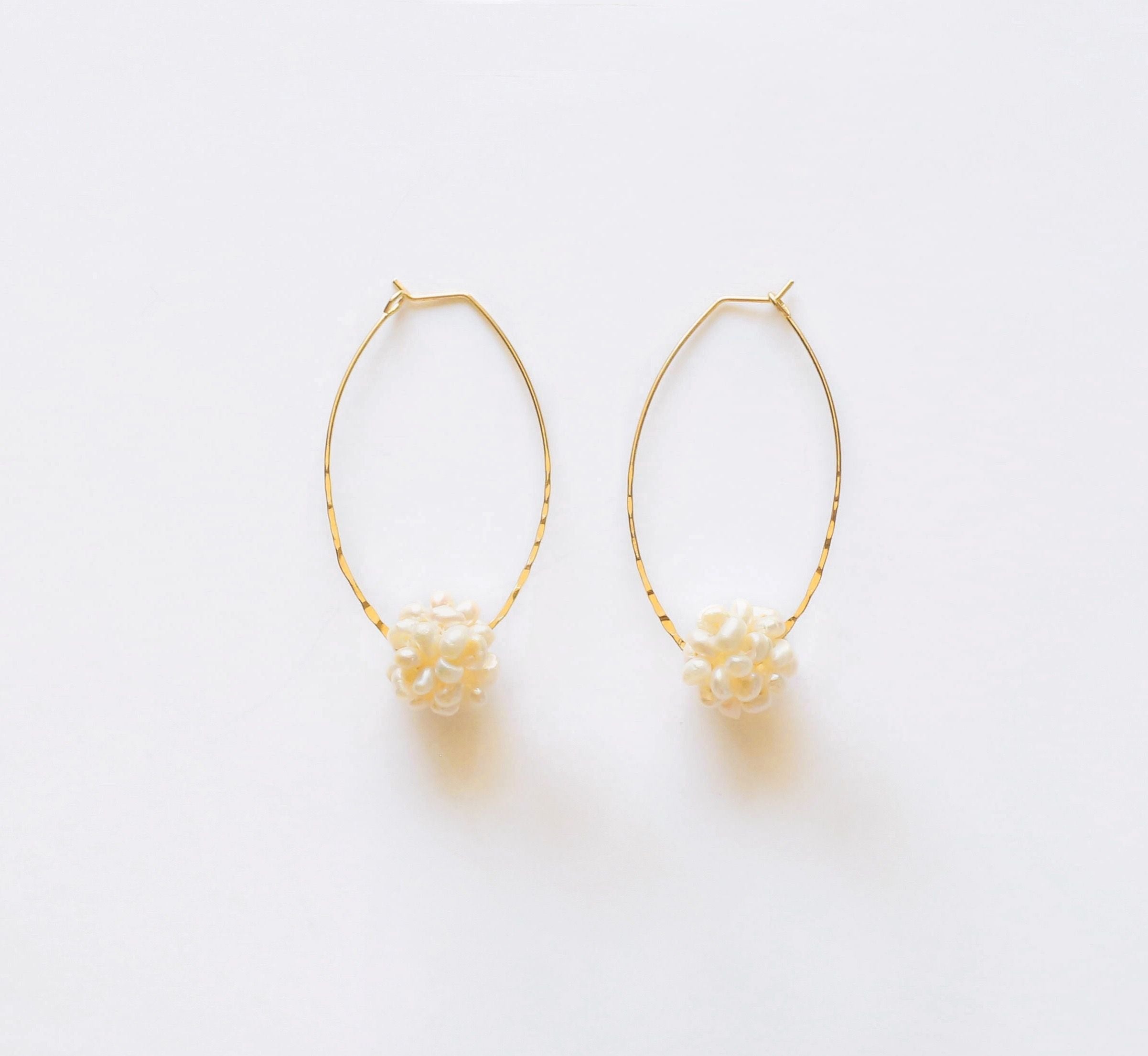 Pearl Flower Ball Hoops