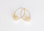 Pearl Flower Ball Hoops
