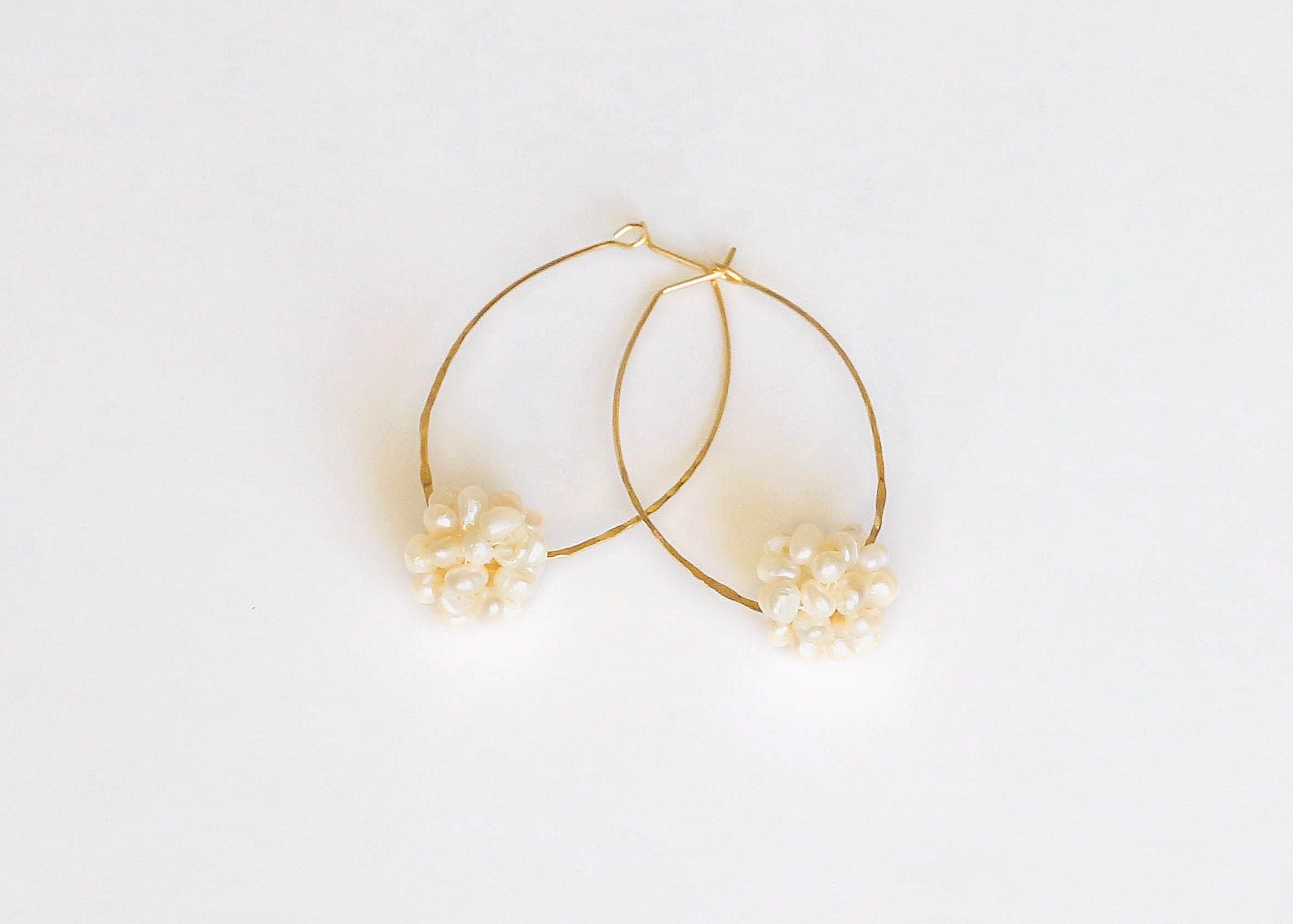 Pearl Flower Ball Hoops